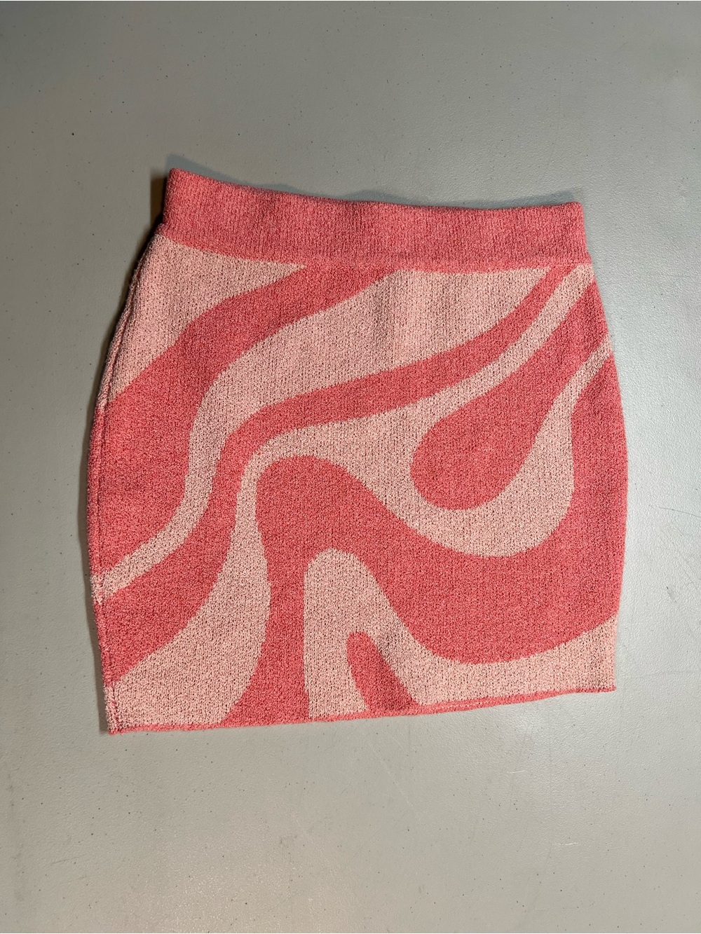 Emery Park Women’s Large Pink Abstract Swirl Knit Mini Skirt Stretchy Y2K